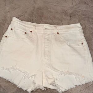 Levi's White Distressed Cutoff Jean Shorts